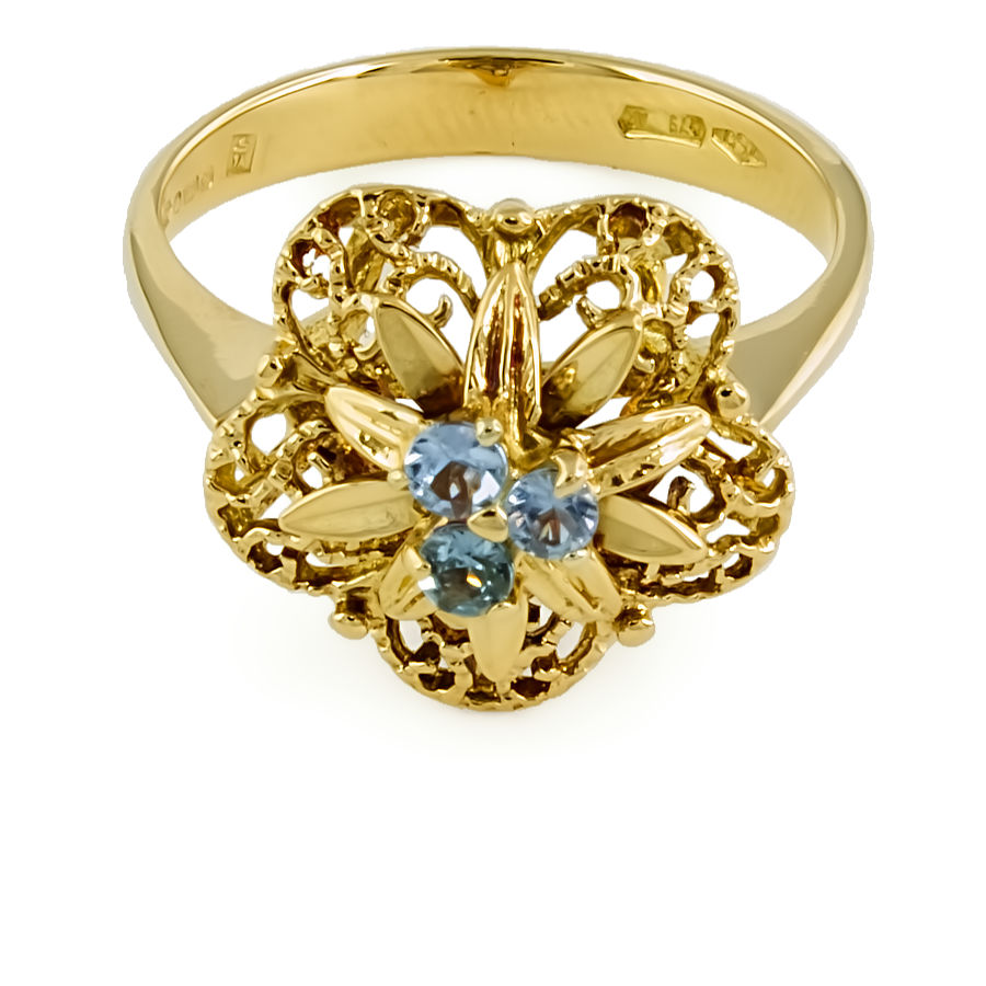 18ct Gold Sapphire 3 Stone Ring Size L